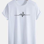 Regular Fit Heartbeat Flatline Print Cotton T-Shirt