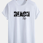Regular Fit Beach Life Print Cotton T-Shirt & Drawstring Swim Shorts