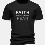 Regular Fit Faith Over Fear Print Cotton T-Shirt