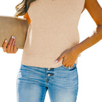 Margovil Mockneck Sleeveless Solid Knit Top