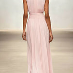 Margovil Crewneck Sleeveless Zipper Back Waisted Maxi Dress