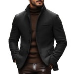 Men's Vintage Wool Blend Stand Collar Single Breasted Slim Blazer
