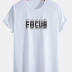 Regular Fit Focus Slogan Print Cotton T-Shirt
