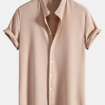 Muscle Fit Ribbed Stand Collar Shirt & Shorts