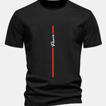 Regular Fit Stripe Paris Print Cotton T-Shirt