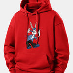 Carton Rabbit Print Relax Fit Hoodie