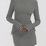 Mockneck Long Sleeves Bodycon Mini Dress