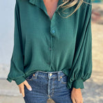 Margovil Batwing Long Sleeves Button Front Solid Shirt