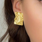 Margovil Textured Gold Rectangle Stud Earrings