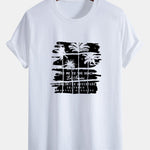 Regular Fit Palm Tree Silhouette Print Cotton T-Shirt