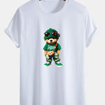Regular Fit Trendy Bear Print Cotton T-Shirt