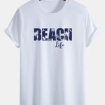 Regular Fit Beach Life Print Cotton T-Shirt & Drawstring Swim Shorts