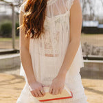 Solid Mockneck Tulle Cover Up Top with Crop Lace Camisole