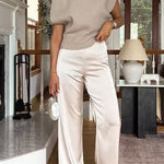 Margovil High Rise Straight Leg Satin Pants