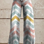 Margovil High Rise Color Block Printed Wide Leg Pants