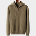 PURE EXTRA-FINE MERINO WOOL HALF ZIP SWEATER