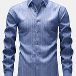 Long Sleeve Stripe Linen Look Button Up Shirt