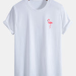 Regular Fit Flamingo Print Cotton T-Shirt & Flamingo Print Drawstring Swim Shorts