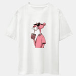 Pink Panther Print Drop Shoulder Oversize T-Shirt