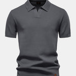 Pineapple Texture Knit V Neck Polo