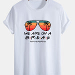 Regular Fit Sunglasses Palm Tree Print Cotton T-Shirt