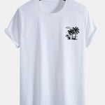 Regular Fit Palm Tree Print Cotton T-Shirt