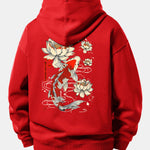 Lotus Carp Print Relax Fit Hoodie