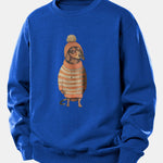 Dachshund Wearing Sweater Print Relax Fit Sweatshirt