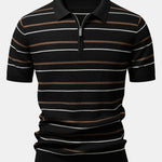 Stripe Waffle Zipper Knit Polo