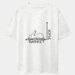 Rabbit Or Duck Optical Illusion Print Drop Shoulder Oversize T-Shirt