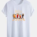 Regular Fit Beer Print Cotton T-Shirt