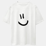 Smiley Face Print Drop Shoulder Oversize T-Shirt