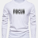 Long Sleeve Focus Print Cotton T-Shirt