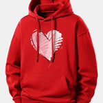 Doodle Heart Print Relax Fit Hoodie
