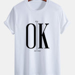 Regular Fit OK Slogan Print Cotton T-Shirt