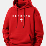 Blessed Cross Print Relax Fit Hoodie
