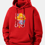 Graffiti Bear Print Relax Fit Hoodie