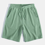 Waffle Button Up Shirt & Drawstring Knitted Waffle Shorts