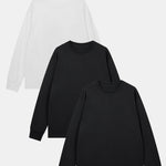 3 Pieces Basic Long Sleeve Ribbed Cuff T-Shirt