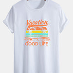 Regular Fit Good Life On Vacation Print Cotton T-Shirt
