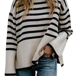 Margovil Turtleneck Side Split Striped Sweater
