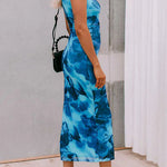 Margovil Side Slit Sleeveless Floral Print Bodycon Midi Dress
