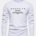Long Sleeve NY Brooklyn Print Cotton T-Shirt