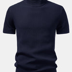 3 Pieces Ribbed Mock Neck Knit T-Shirt