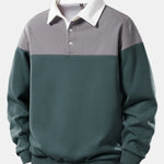 Contrast Polo Collar Sweatshirt