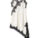 Margovil Spaghetti Strap Lace V Neck Irregular Hem Mini Dress