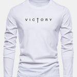 Long Sleeve Victory Slogan Print Cotton T-Shirt