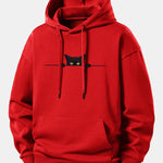 Black Cat Print Relax Fit Hoodie