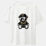 Hip Hop Bear Print Drop Shoulder Oversize T-Shirt