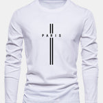 Long Sleeve Paris Stripe Print Cotton T-Shirt
